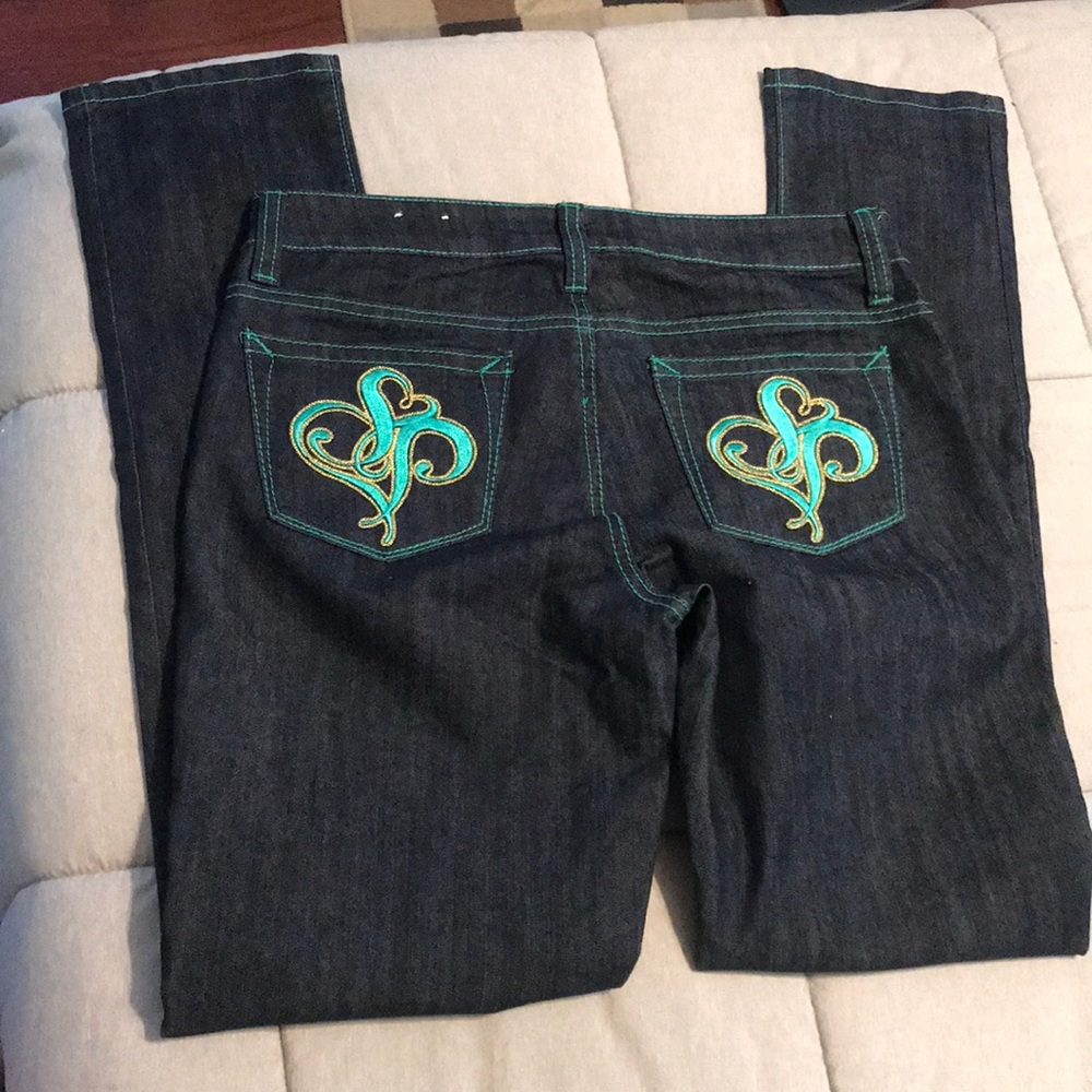 South Pole skinny leg straight jeans embellished